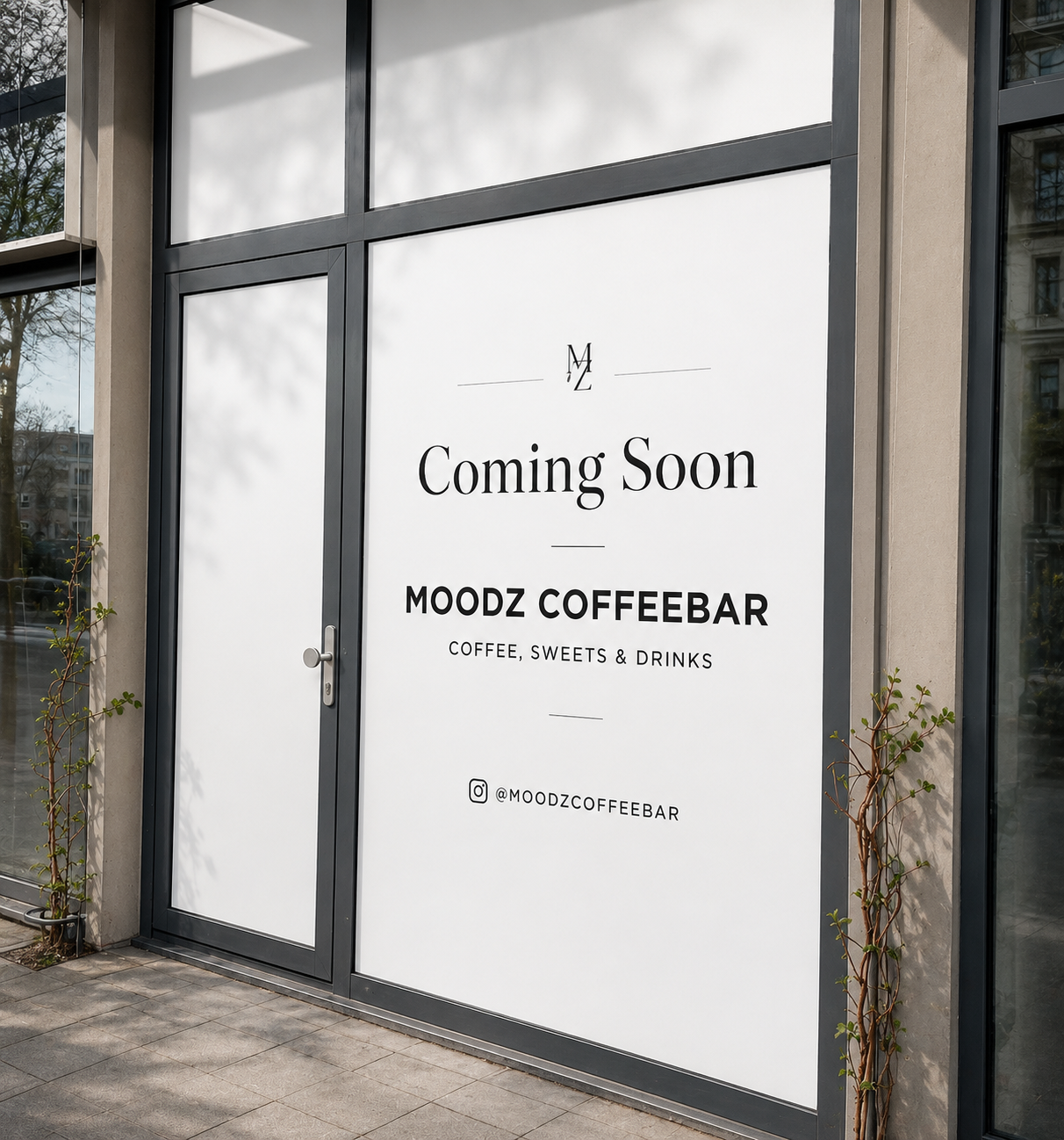 Illustratie van de bar en koffiemachine bij Moodz